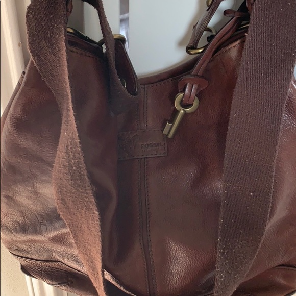 Brown leather fossil crossbody bag - Picture 2 of 3
